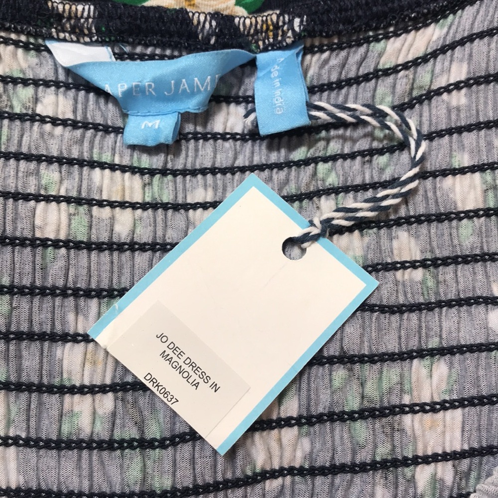 Draper James NWT Jo Dee Dress in Magnolia Blue Floral Smocked Top Stretchy Sz M - Picture 4 of 6
